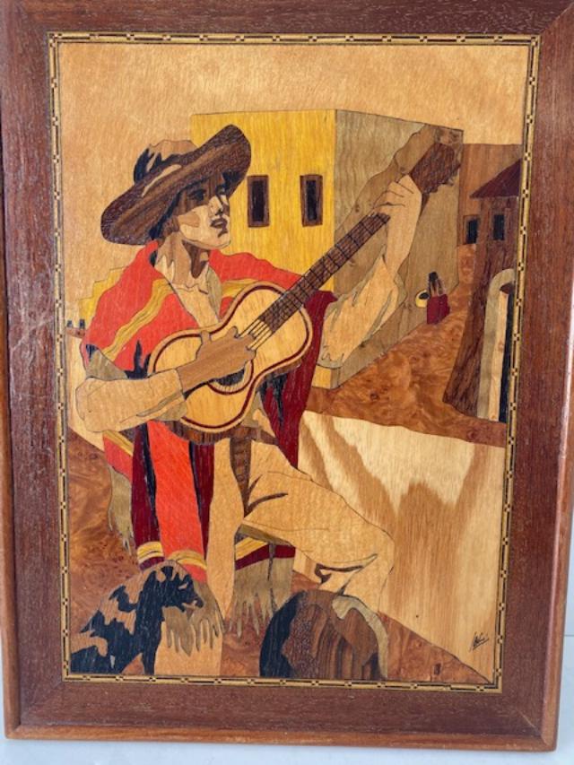 1950's Vintage Wood Inlay Mexican Art (1 of 3)