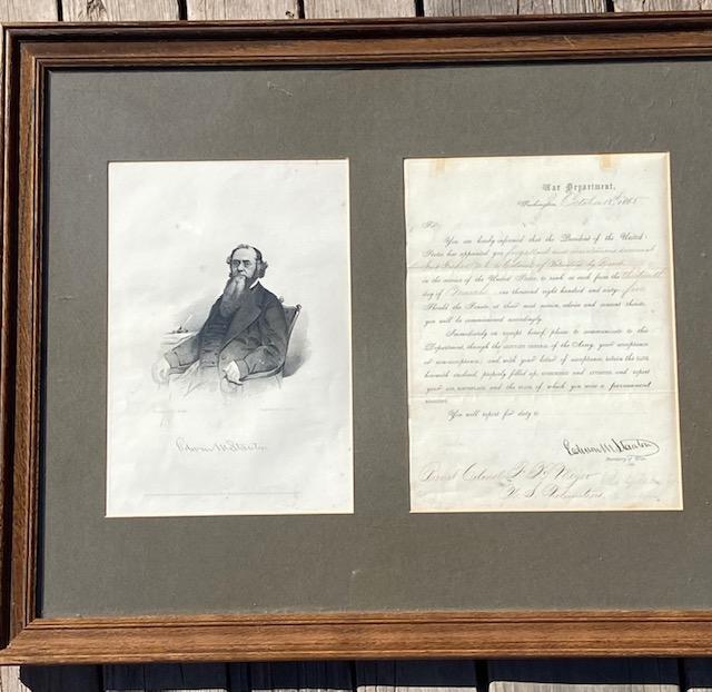 Commendation Signed by Secretary of War Edwin Stanton (1 of 3)
