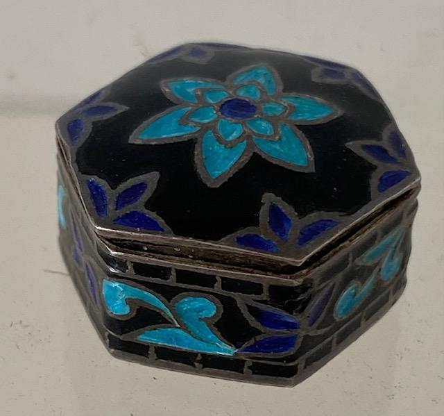 Sterling Silver hand Painted Pill Box (1 of 3)