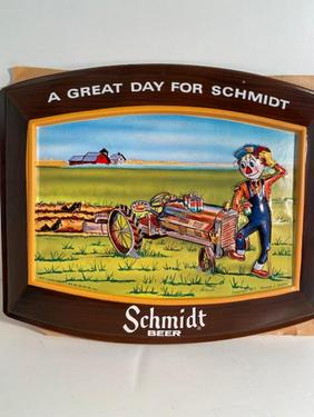 Schmidt Beer Tray 1977 Farmer Scarecrow (1 of 2)