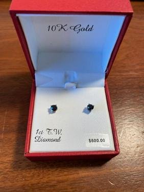 10K White Gold Black Diamond Studs (1 of 4)
