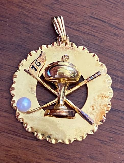 Gold Toned Sterling Golf Trophy Pendant (1 of 2)