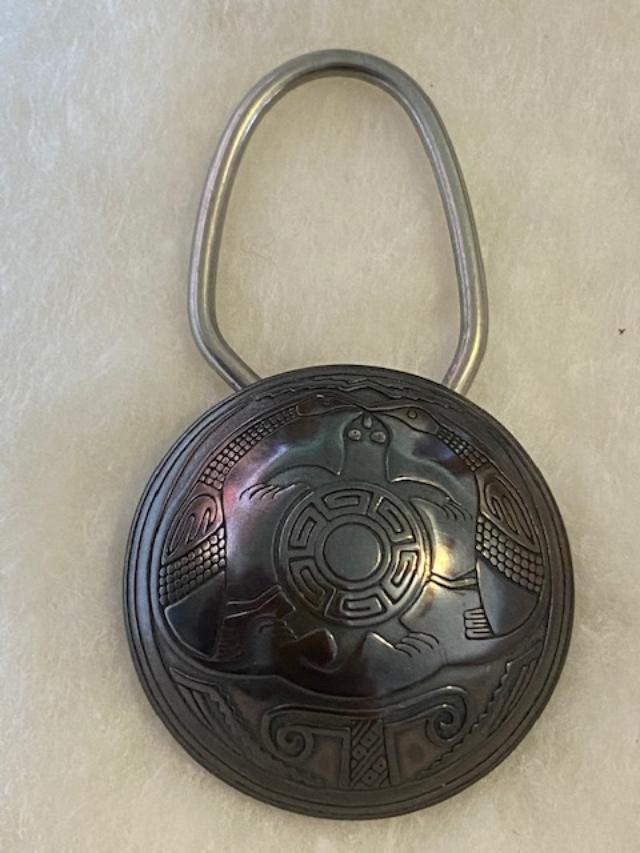 Sterling Turtle Key Holder: Marked TSM Sterling silver Native American turtle and bird image, 1.5" pendant with holder 2.5" long. FREE DOMESTIC SHIPPING