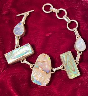 Abalone and Crystal Sterling Silver Bracelet (1 of 4)