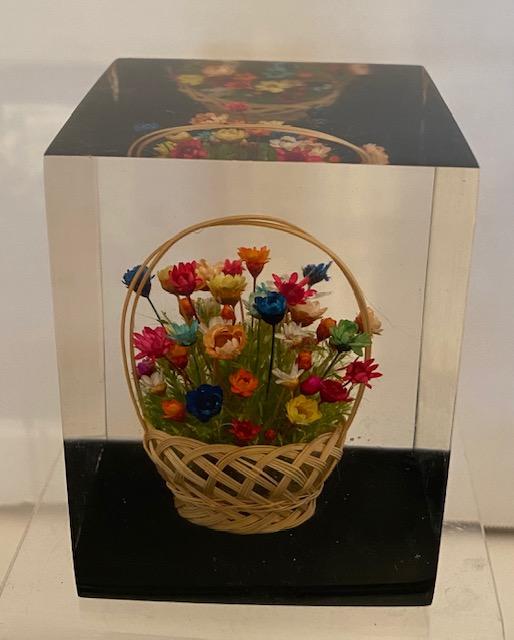 Vintage Lucite Paper Weight With Basket (1 of 4)