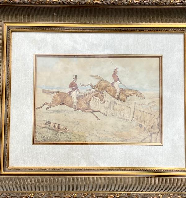 Original "In Full Cry" by Henry Thomas Alken: "In Full Cry" original watercolor/graphite on paper by British Artist Henry Thomas Alken (1785-1851). COA. Painted ca 1840. Unsigned, but have not removed from frame. Professionally framed. Acrylic fr