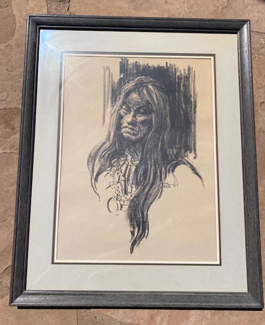 Native American Man In Charcoal By Hugh Cabot (1 of 4)