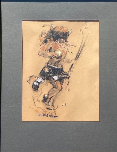 "Calling The Buffalo" Charcoal/Pastel By H. Cabot (1 of 5)
