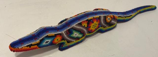 Vintage Huichol Mexican Folk Art Beaded Crocodile (1 of 4)