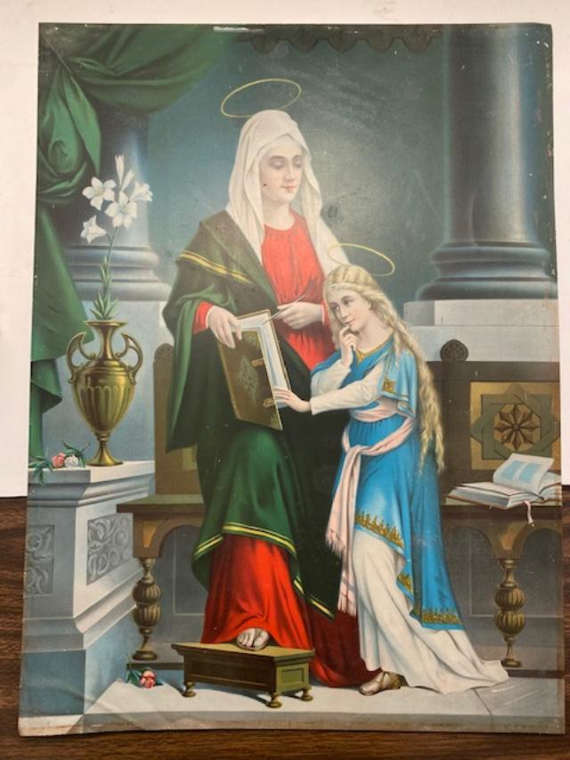 St. Anne and Mary As A Child Retablo Lithograph on tin (1 of 5)