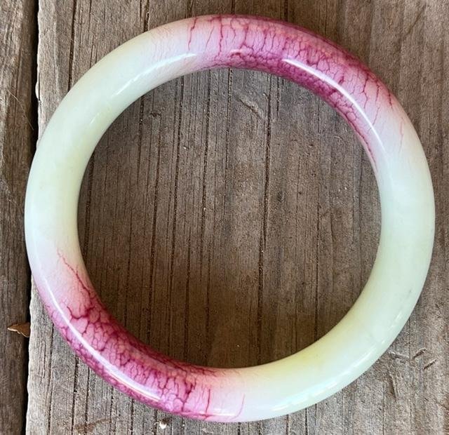 Jadeite Bangle Bracelet with Red Chicken Blood Jade (1 of 3)