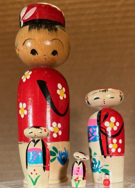 Nesting Bobble Head Japanese Kokeshi Dolls (1 of 3)
