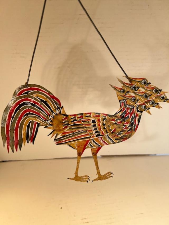 Vintage  Folk Art Chinese Stick Multi Headed Bird Shadow Puppet (1 of 2)