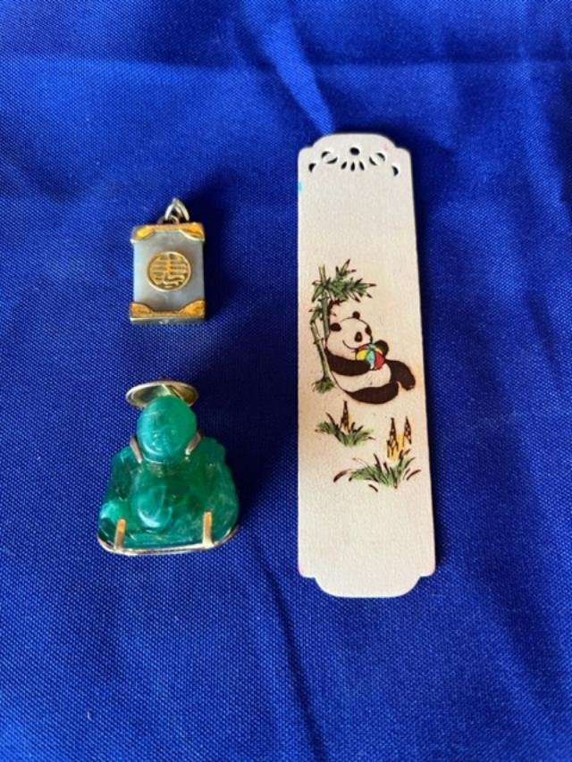 Lot of Three 2 Pendants and Bamboo Bookmark (1 of 2)