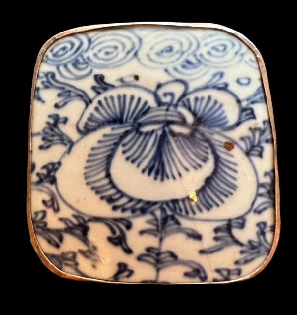 Porcelain And Silver Jewelry/Trinket Box Blue and White Lotus Flower (1 of 4)