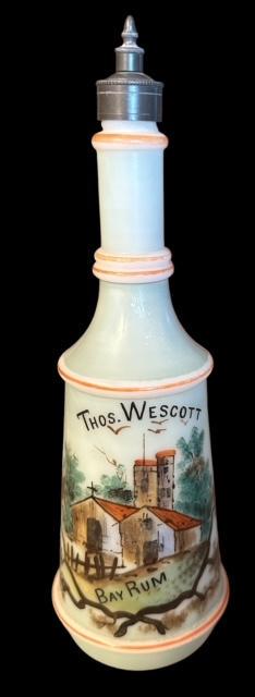 Antique Hand-Painted Thomas Wescott Bay Rum Barber Bottle RARE (1 of 6)