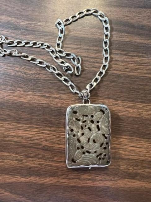 Carved Serpentine Pendant Set in Sterling by Sadra (1 of 5)