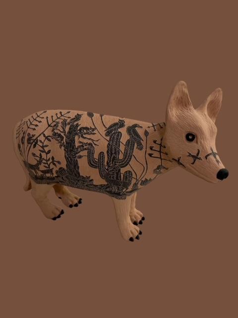 Original Signed Mata Ortiz Coyote Effigy By Nicolas Ortiz Jr. (1 of 5)