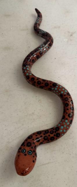 Original Signed Red Clay Snake Marked RS (1 of 2)