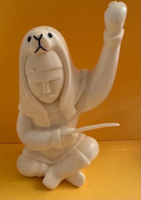 Original Carved Great Seal Shaman Signed by Ronald Apangalook QAY (1 of 5)