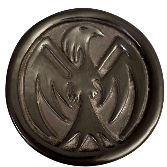 Candy Naranjo Santa Clara Signed Blackware Pottery Black Eagle (1 of 3)