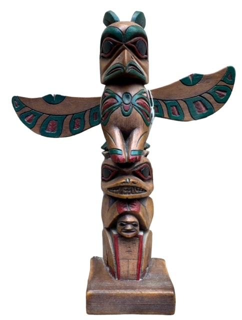 Alaskan Carved Totem Pole Sculpture (1 of 3)