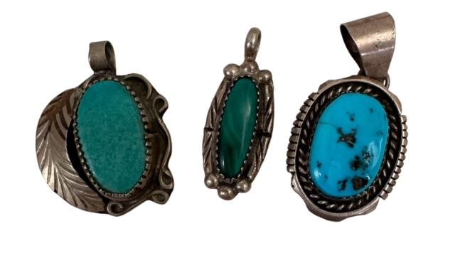 Lot of Three Old Pawn Pendants Navajo Sterling Silver (1 of 3)