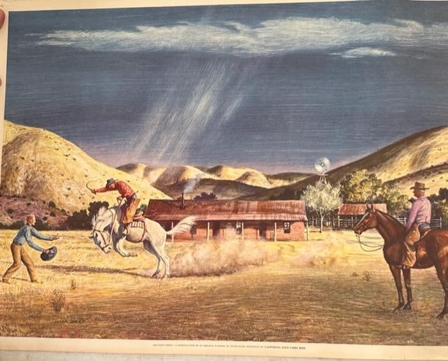 Peter Hurd "His First Rider" Gold Label Beer Poster ca 1950: Peter Hurd "His First Rider" Gold Label Beer poster. Measures 15.25" x 20.5". Rolled in original shipping tube. Domestic shipping $16. USPS shipping cost only, no additional fees for in-house material