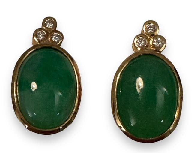 18k Gold and Jade Earrings with COA (1 of 4)