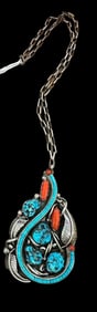 Darrell Victor Signed Navajo Sterling Pendant Necklace