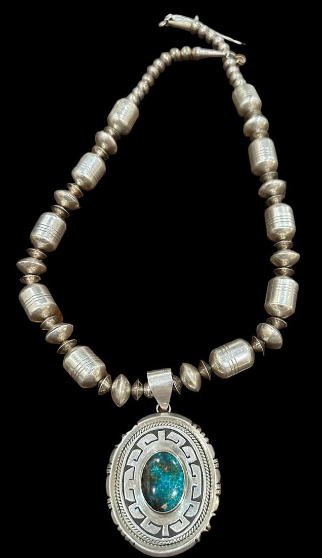 Johuth Signed Sterling and Turquoise Pendant Necklace (1 of 3)