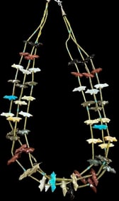 Native American Bird Fetish Necklace Multi-Stone