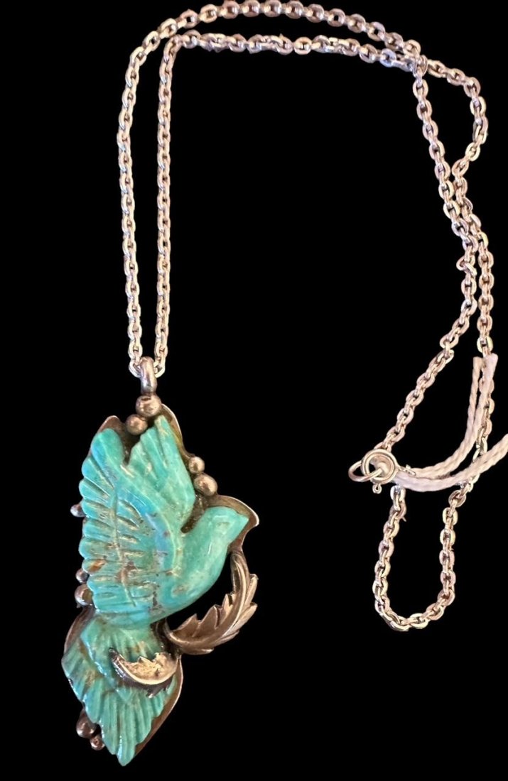 Savage Signed Native American Turquoise Pendant Necklace (1 of 3)