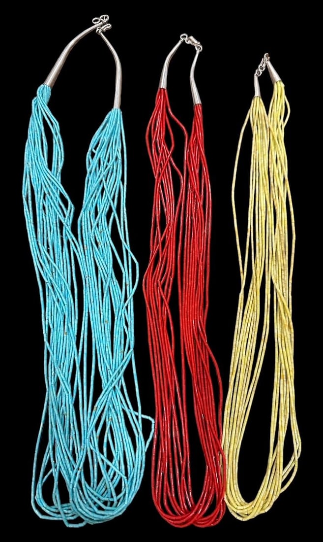 Lot of Three Multi Strand Native American Necklaces (1 of 1)