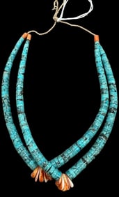 Native American Turquoise and Spiny Oyster Shell Necklace