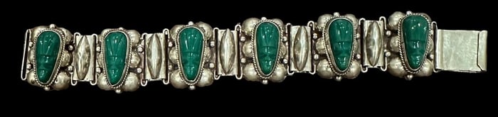 Mexican Silver and Malachite Bracelet