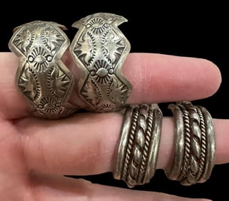 Lot of Two Native American Sterling Signed Earrings