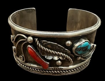 E. Platero Signed Sterling Cuff Bracelet