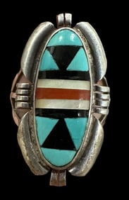 Native American Zuni Sterling and Multi Stone Ring
