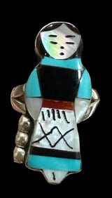 Zuni Signed J. Wasite Sterling Ring