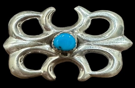 R Signed Sand Cast Sterling Pin