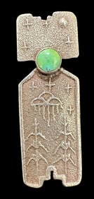 Joel Pajarito Signed Santo Domingo Tufa Cast Sterling Silver Pendant