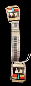 Herbert Ester Cellicion Signed Zuni Pueblo Watch Band