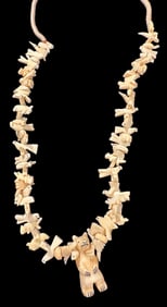Native American Zuni Carved Deer Bone Fetish Necklace