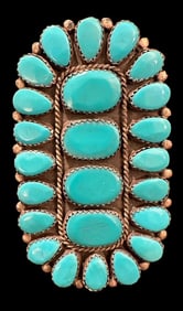 Old Pawn Navajo  Sterling  and Turquoise Ring Signed VMB - Victor Moses Begay