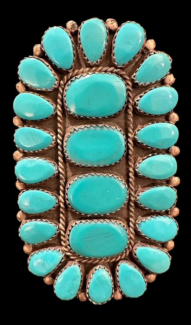 Old Pawn Navajo  Sterling  and Turquoise Ring Signed VMB - Victor Moses Begay (1 of 2)