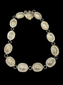 Navajo "J" Signed Sterling Concho Belt