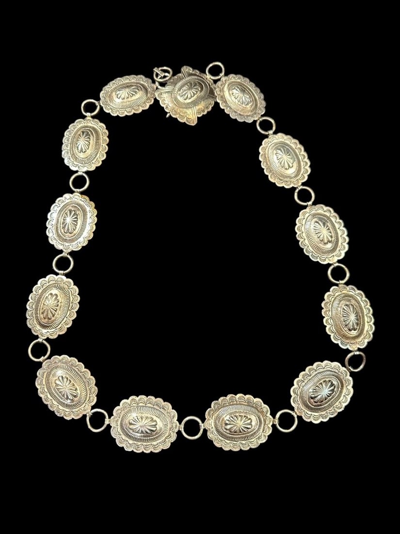 Navajo "J" Signed Sterling Concho Belt (1 of 3)