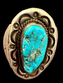 Navajo Old Pawn Sterling and Turquoise Ring