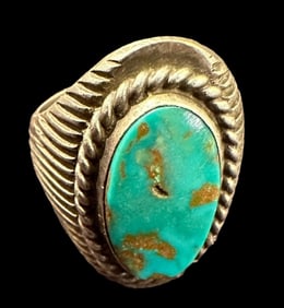 Native American Sterling and Turquoise Ring Signed G. (Gary) Reeves